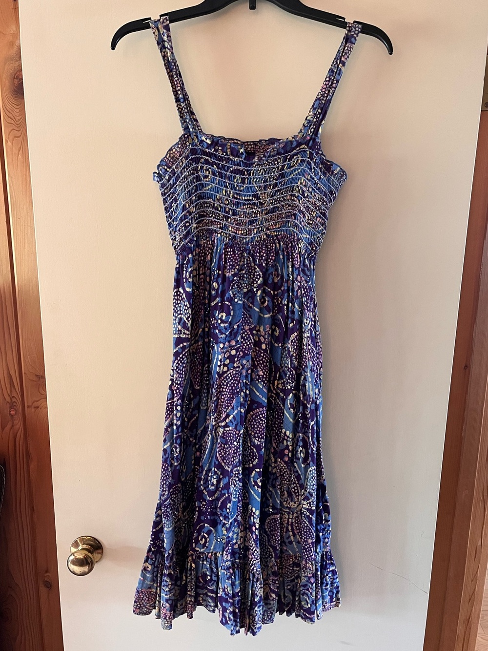 GAP Blue and Purple Printed Midi Dress Size Small